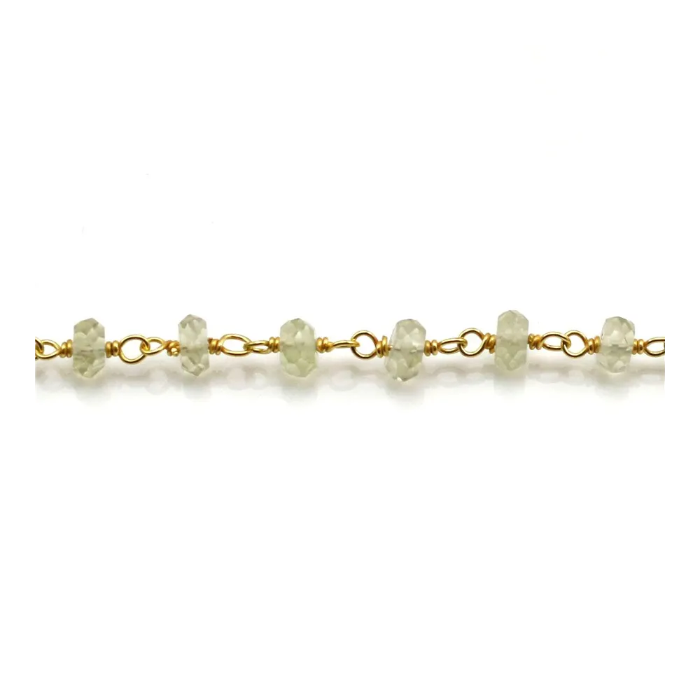 Chaîne Argent Doré avec Quartz Lemon en 3-4mmx 20cm