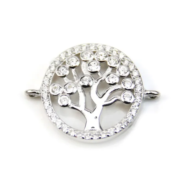 925 sterling silver charm tree & zirconium 15mm 