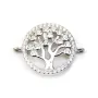 Breloque arbre en argent 925 & zirconium 15mm avec 2 anneaux