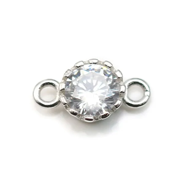 Intercalaire argent 925 oxyde de zirconium ronde 5.9x10.6mm x 2pcs