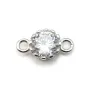 Spacer silver 925  with zirconium oxide round 5.9x10.6mm x 2pcs