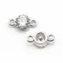 Intercalaire argent 925 oxyde de zirconium ronde 5.9x10.6mm x 2pcs