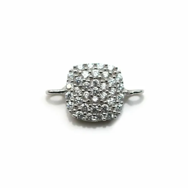 Rhodium 925 silver rings, flower, 18mm for half-drilled pearls  x 1pc