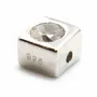Intercalaire carré en argent 925 & avec zirconium 4mm x 1pc