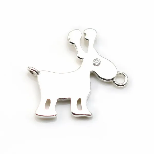 Breloque en argent 925 zirconium avec 2 anneaux 15x17mm x 1pc