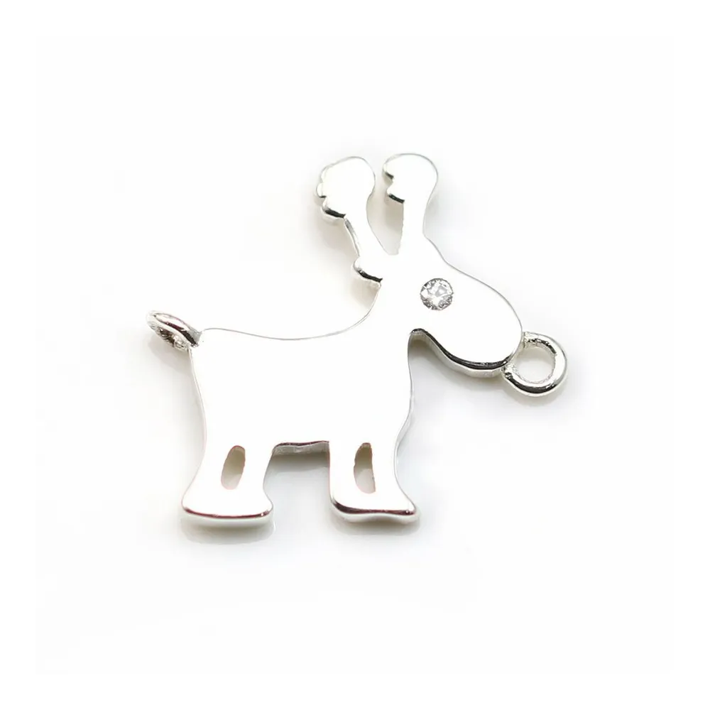 Breloque en argent 925 zirconium avec 2 anneaux 15x17mm x 1pc