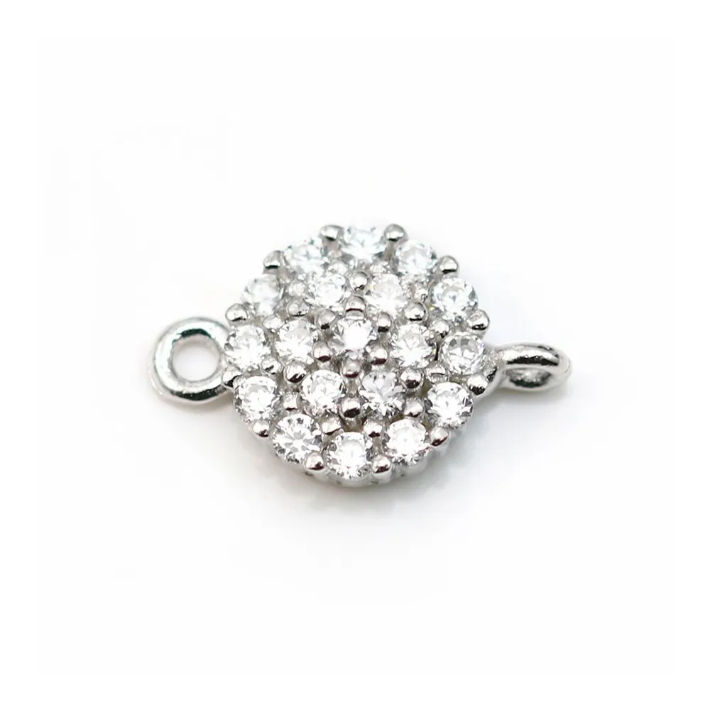Breloque en argent 925 & zirconium 8x13mm avec 2 anneaux