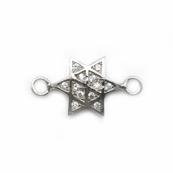 Intercalaire carré avec zirconium 7.75mm en argent 925 rhodié  x 1pc