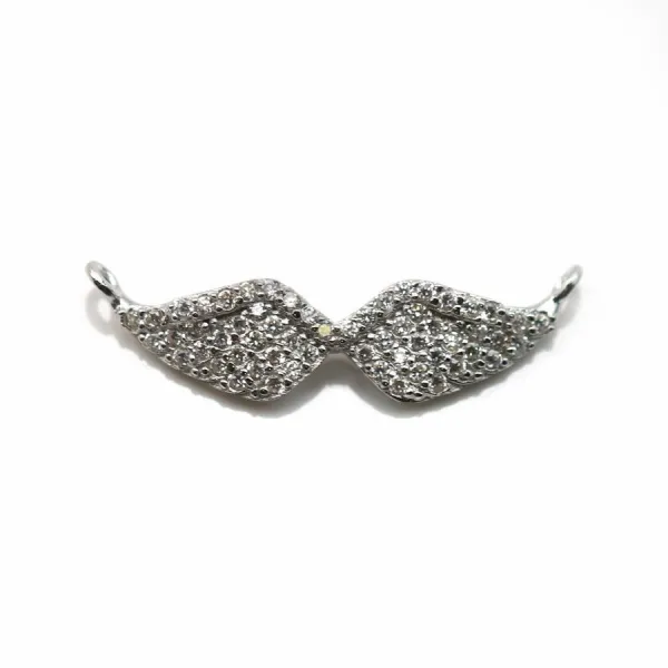 Inserir bigode 6,3x23mm com Zircónio, prata 925 ródio chapeado x 1pc