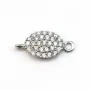 Breloque ovale en argent 925 & zirconium avec 2 anneaux 6x13mm x 1pc