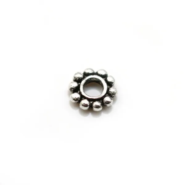 Perla intercalaire flor 4.5mm - Plata 925 nielada x 6 uds.