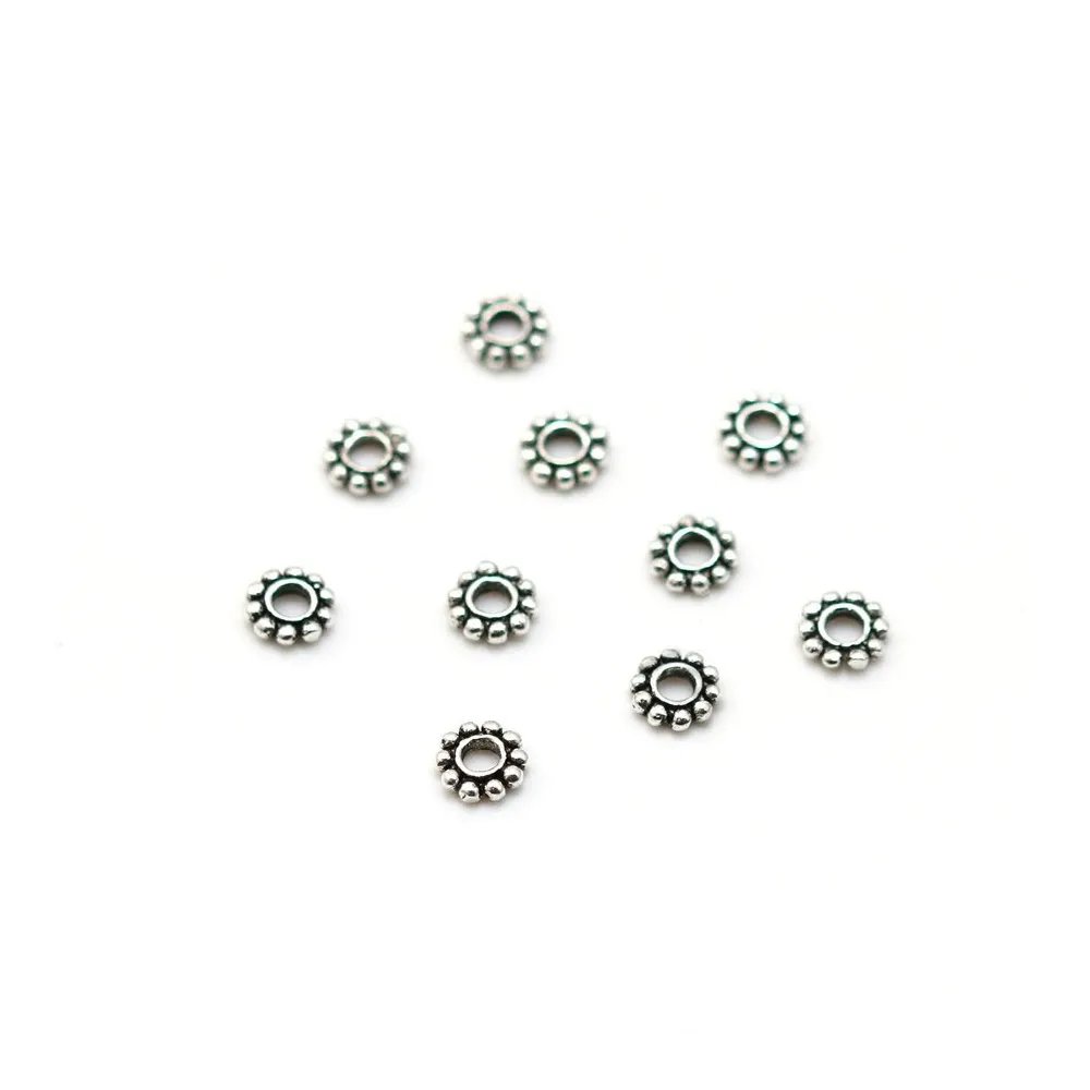 Perle intercalaire en forme de fleur en argent 925 5x1.5mm x 4pcs