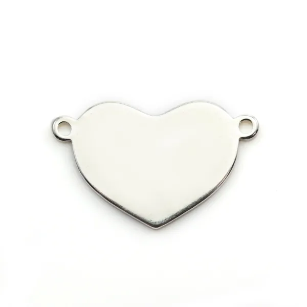 925 Sterling Silver Heart Insert, 10x16mm x 1pc