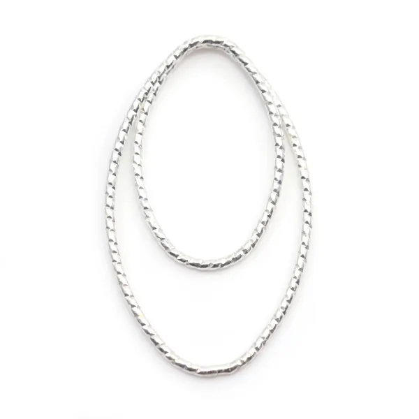 Intercalaire double ovale martèle ,17x27mm, argent 925  x 1pcs