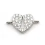 Breloque en argent 925 coeur & zirconium avec 2 anneaux 8x14mm x 1pc