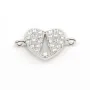 Breloque en argent 925 coeur & zirconium avec 2 anneaux 8x14mm x 1pc