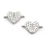 Breloque en argent 925 coeur & zirconium avec 2 anneaux 8x14mm x 1pc