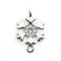 Breloque en argent 925 fleur& zirconium avec 2 anneaux 8x13mm x 1pc