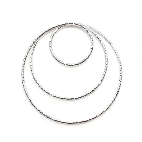 Intercalaire triple rond martèle ,30mm, argent 925  x 1pcs