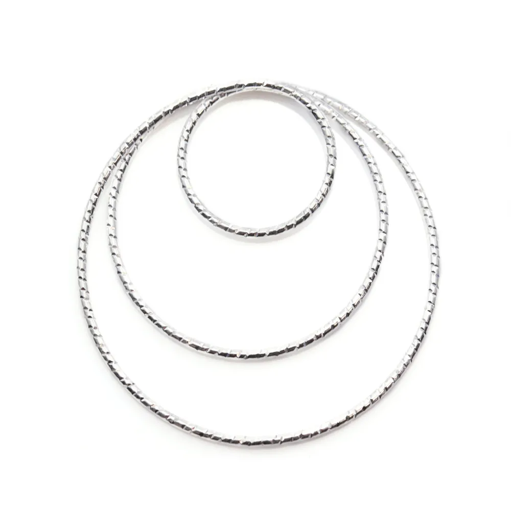 925 Silver Rings  , triple rings, hammered,30mm x 1pc