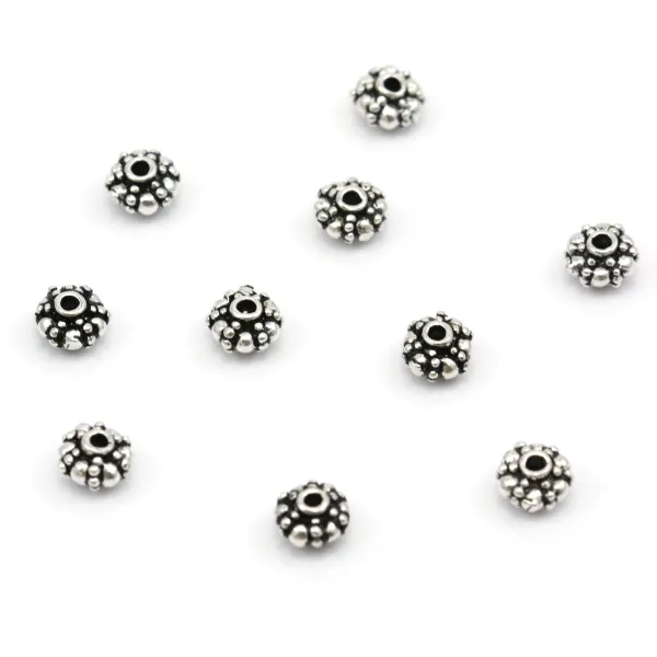 925 Contas intercaladas de prata esterlina 5,8mm x 2pcs
