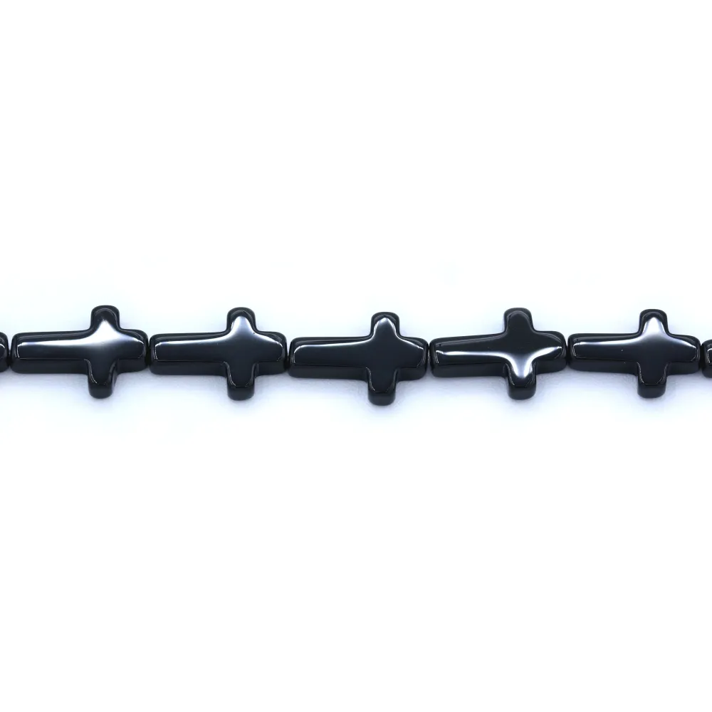 Agate de couleur noire, en forme de croix, 13 * 18mm x 40cm