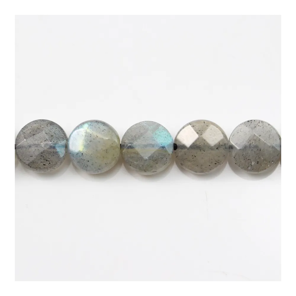 Labradorite Ronde Plate Facette 10mm x  4pcs