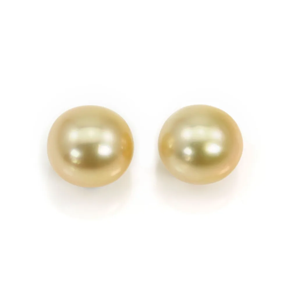 Perle des mers du Sud, doré, half-ronde, 10-10.5mm x 2pcs,  AA