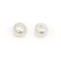 Perles de culture d'eau douce, semi-percée, blanche, bouton, 6-6.5mm x 2pcs