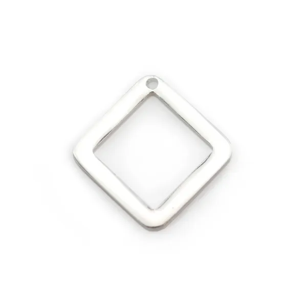 925 sterling silver hollowed out square charm 9mm x 2pcs
