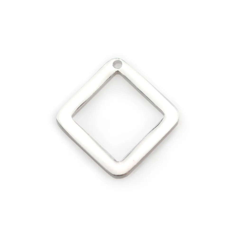 Breloque carré plat en argent 925 9mm x 2pcs