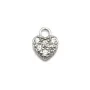 Breloque en argent 925 coeur & zirconium avec 2 anneaux 8x14mm x 1pc