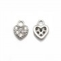 Breloque en argent 925 coeur & zirconium avec 2 anneaux 8x14mm x 1pc