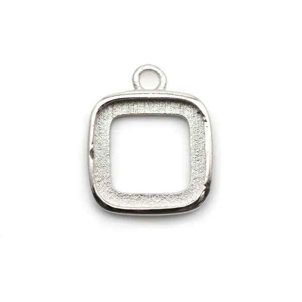 Charm support  for cabochon square,sterling silver 925, 10mm x 1pc