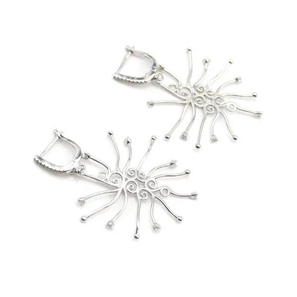 Dormeuse en argent 925 rhodié & zirconium pour perle baroque x 1pc