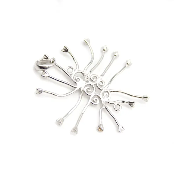 Pendentif en argent 925 rhodié & zirconium pour perle baroque x 1pc