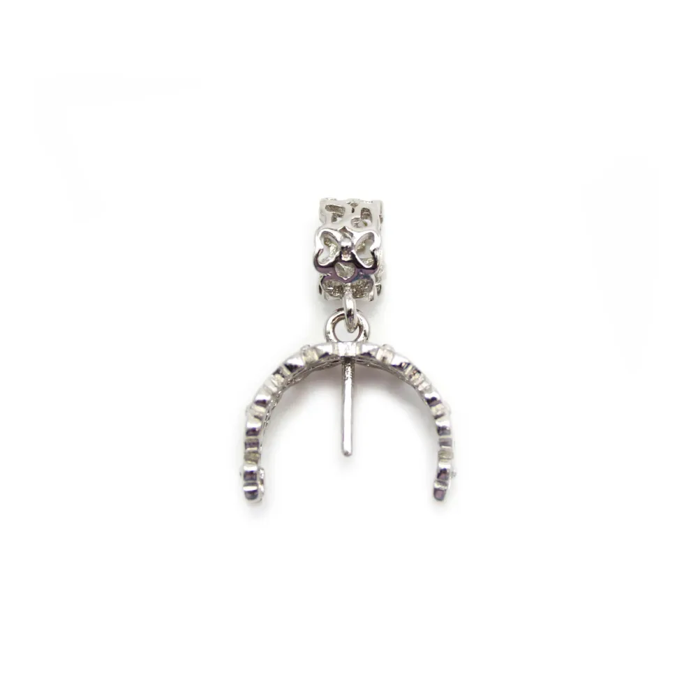 Pendentif en argent 925 rhodié pour perle semi percé x 1pc