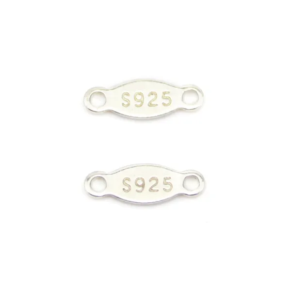 Etiqueta "plata" en plata 925 3x8mm x 10pcs