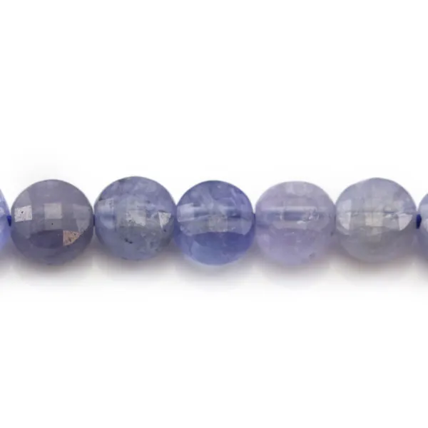 Tanzanite, de forme ronde plate facetté, 4mm x 40cm