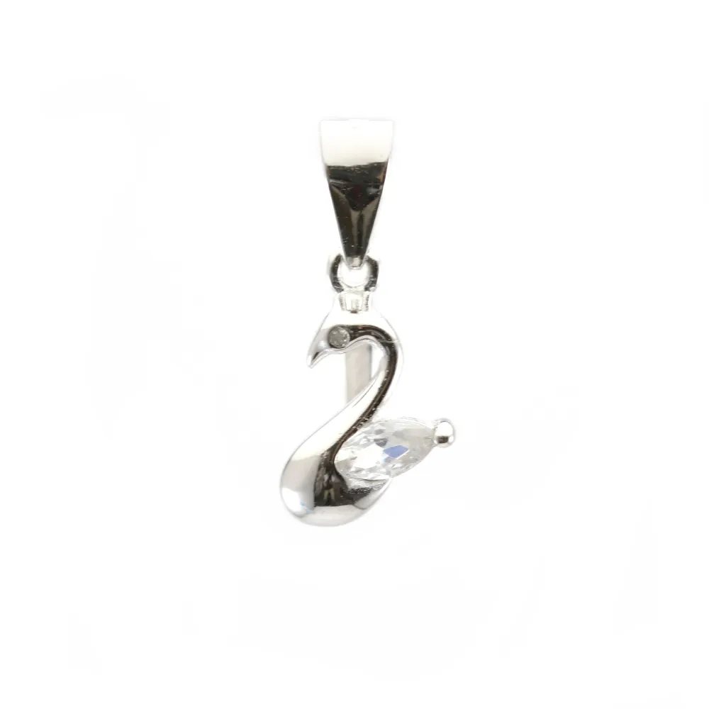 Bélière en argent 925 rhodié avec strass 7x16mm x 1pc