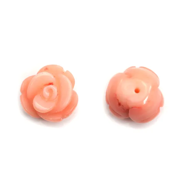 Bambou de mer rose half-percée, fleur, 12mm x1pc