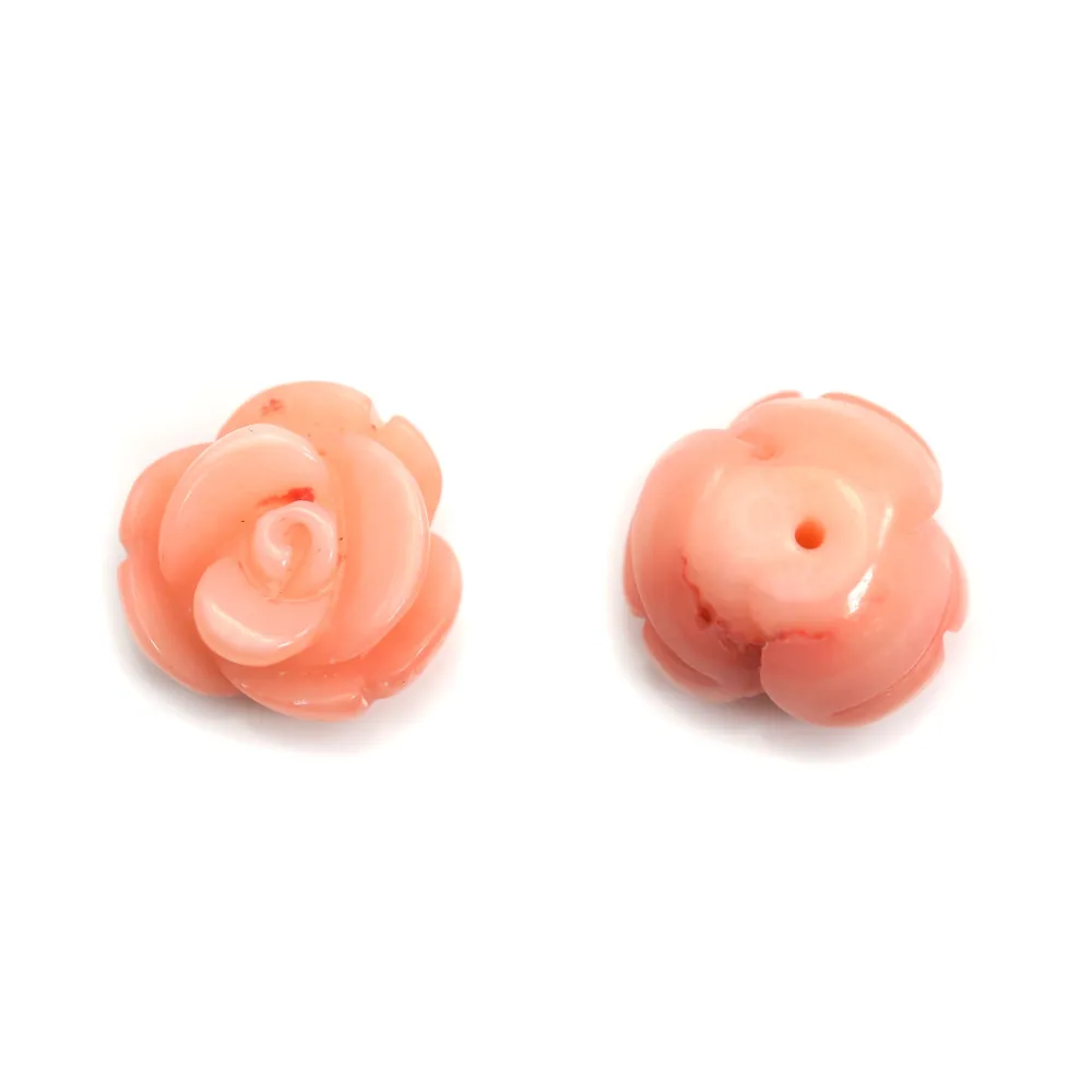 Bambou de mer rose semi-percée, fleur, 12mm x1pc