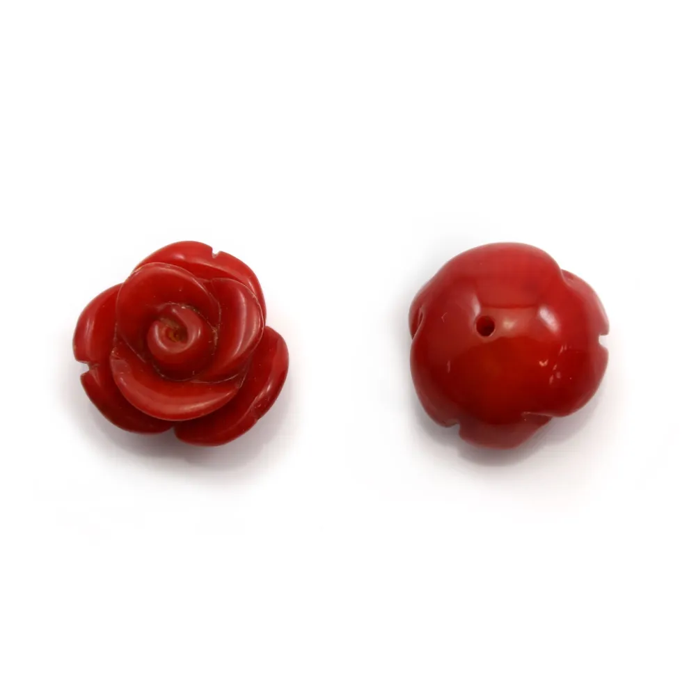 Cabochon Bambou mer teinté fleur semi-percés 12mm x 2pcs