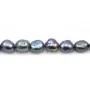 Perle de culture d'eau douce, forme baroque, de couleur bleu foncé, 9-10mm x 37cm