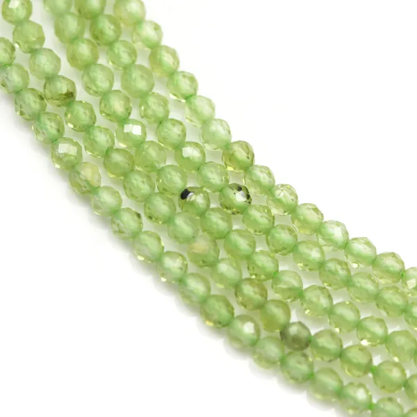 Peridot faceta redonda 2mm x 40cm
