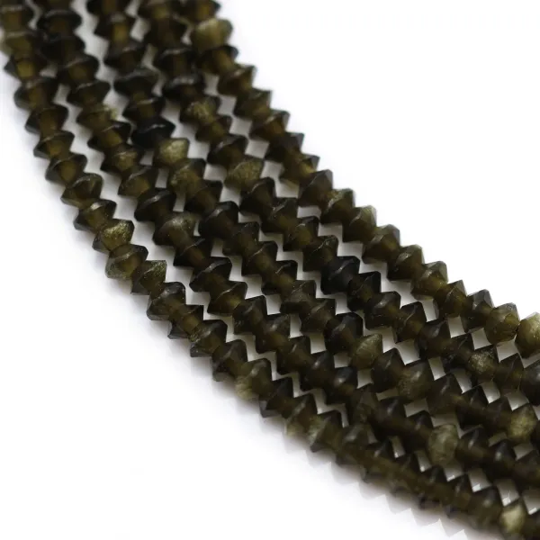 Obsidienne rondelle boulier 2x3mm sur fil 39cm