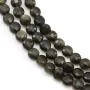 Obsidienne, de forme ronde plate facetté, 4mm x 40cm