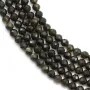 Obsidienne noire, de forme ronde facetté, 3mm x 39cm