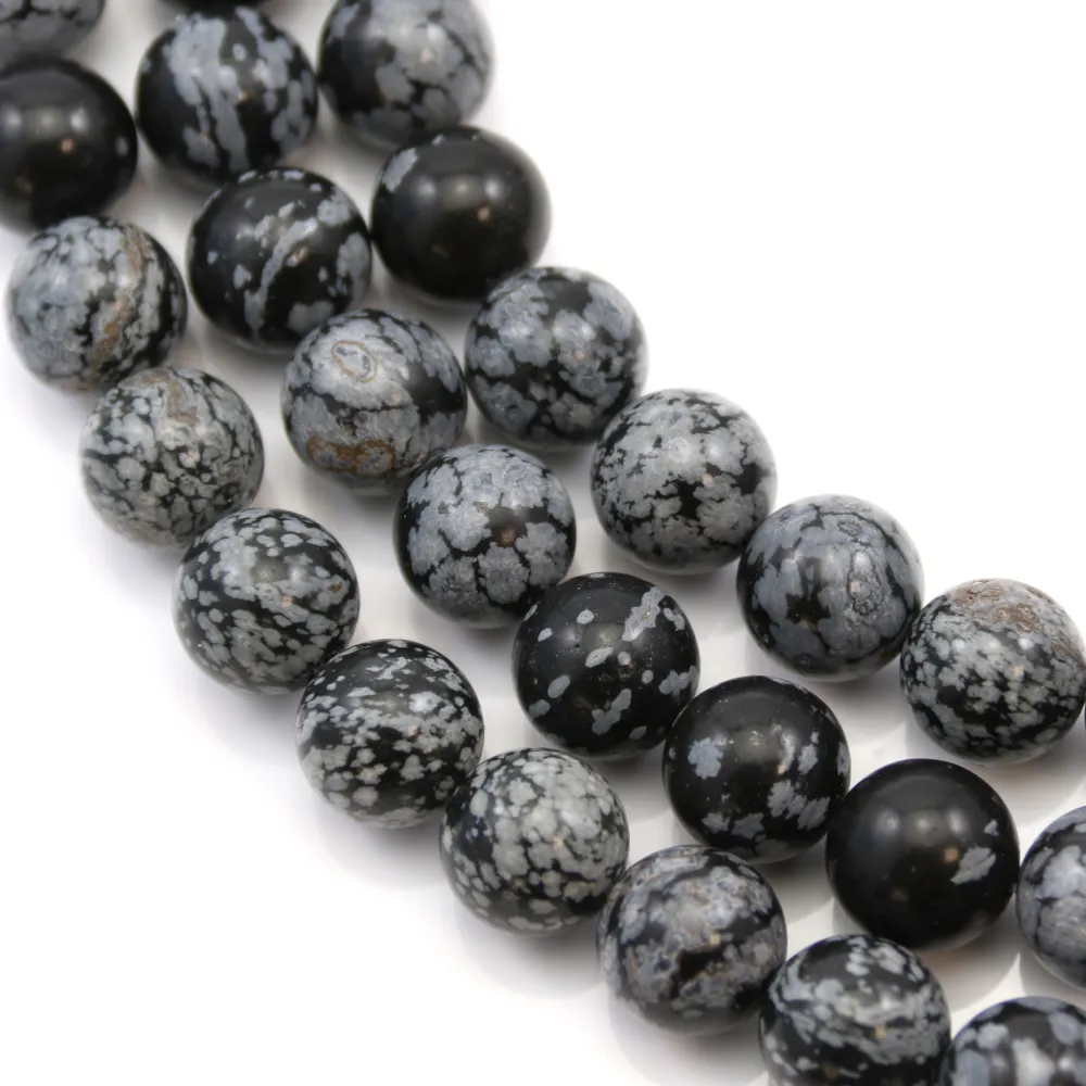 Snowflake obsidian round 10mm x 40cm