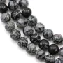 Obsidienne flocon de neige ronde 10mm x 40cm